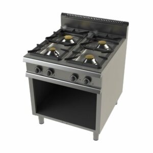 Cocina a gas con mueble de 4 fuegos 4,3+8,3+10+8,3 Kw Serie 900 JUNEX de 800x900x900h mm FO9C400