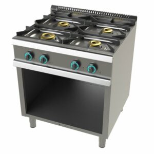 Cocina a gas con mueble de 4 fuegos 8+4,5+6+6 Kw y llama piloto SerIe 700 JUNEX con medidas 800x730x900h mm FO7N400