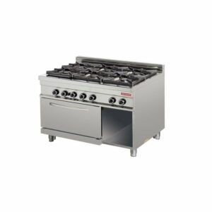 Cocina a gas 6 fuegos 6x8kw con horno 7,5kw 1275x900x900h mm GR932 ARISCO (OUTLET)