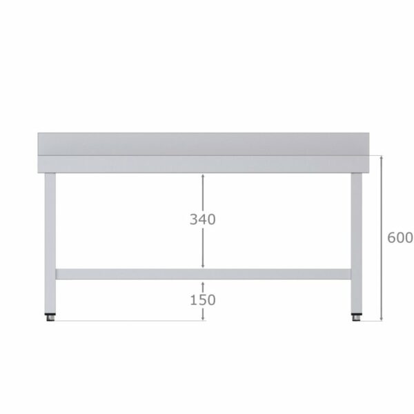 Mesa de Trabajo Acero Inoxidable Baja Mural Sin Estante