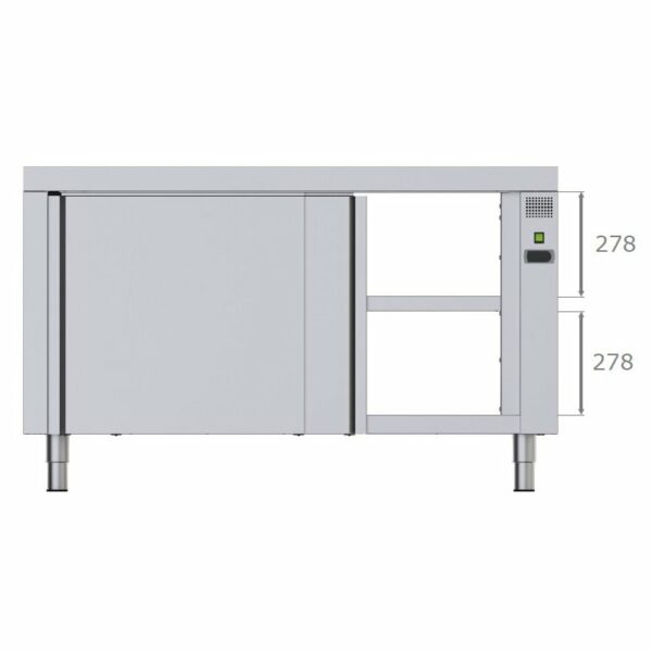 Mesa Caliente de Acero Inoxidable Central Con Puertas Correderas