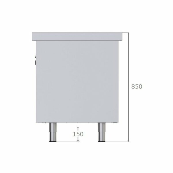 Mesa Caliente de Acero Inoxidable Central Con Puertas Correderas