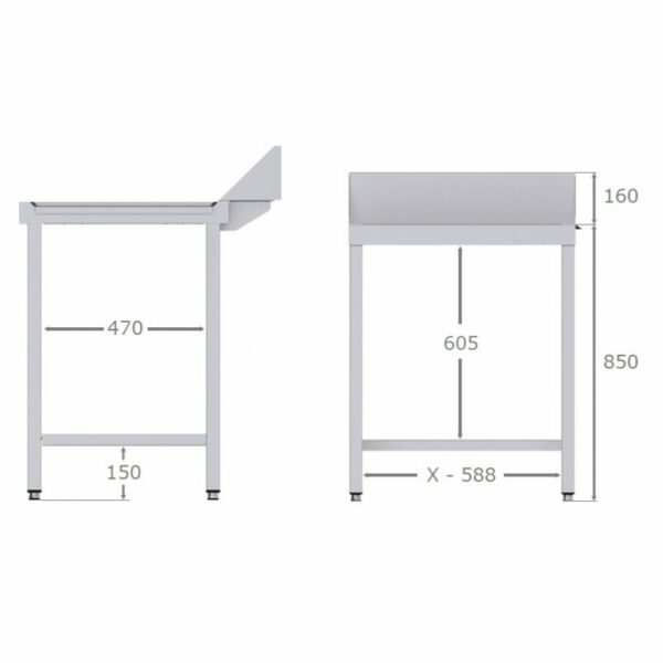 Mesa de Acero Inoxidable Para Lavavajillas de Entrada y Salida