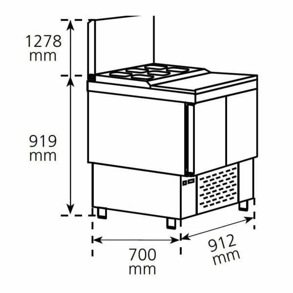 Mesa Refrigerada para preparación de ensaladas y pizzas Compacta MPGE-100 HC EDENOX