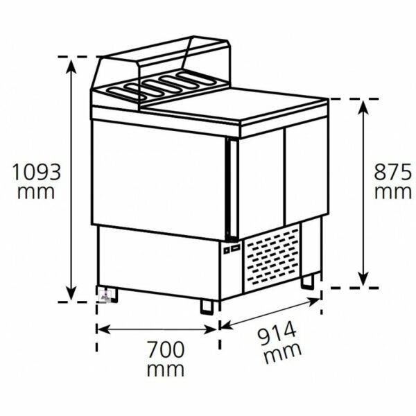 Mesa Refrigerada para preparación de ensaladas y pizzas Compacta MPGP-100-G HC EDENOX