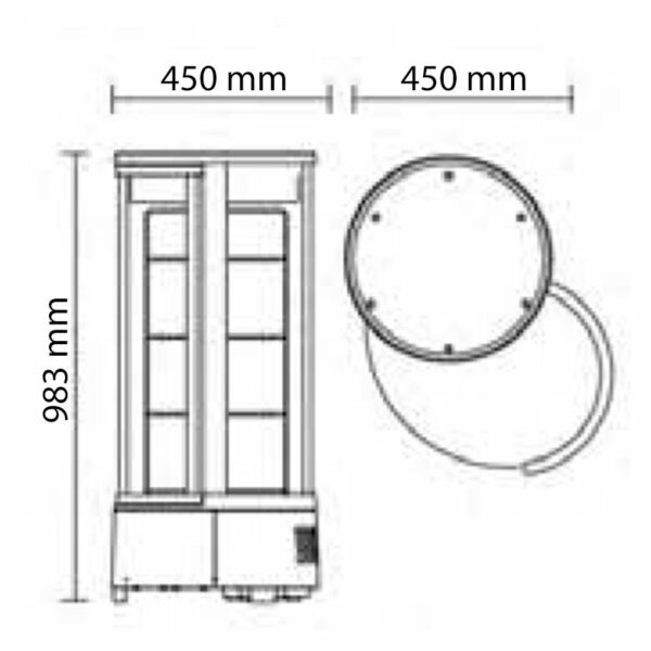 Vitrina Expositora Sobremesa de 72 litros 0°C a +10°C VEPS-72 EDENOX