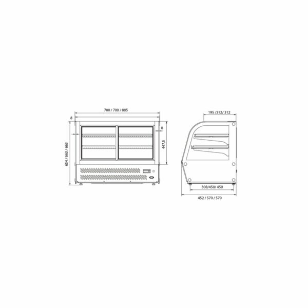 Vitrina Expositora Sobremesa de 100 litros +2°C a +8°C VEPS-100 EDENOX