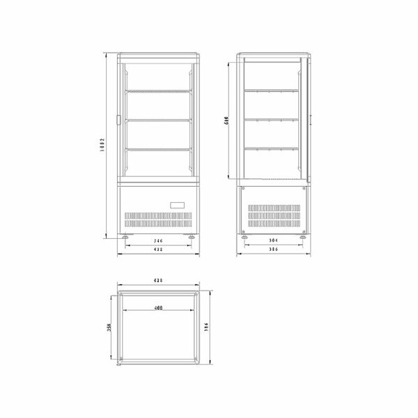 Vitrina Expositora Vertical Sobremesa Refrigerada + 3°C a +8°C VIVES-HC EDENOX