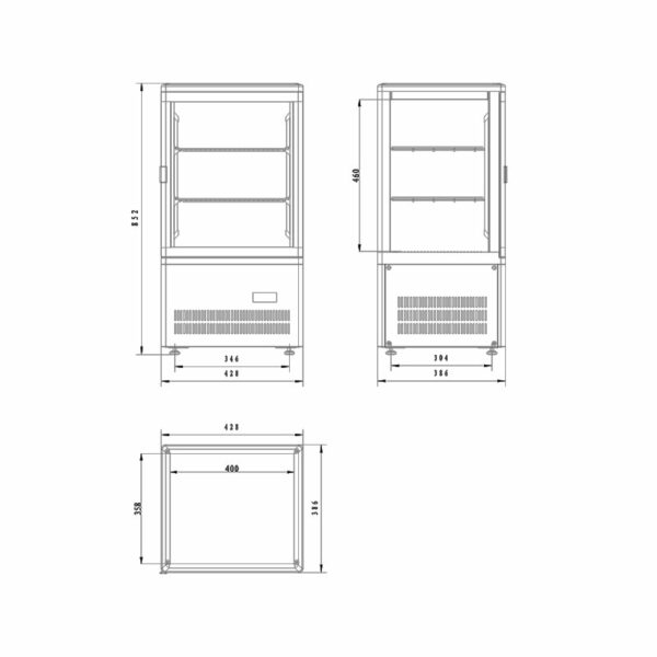 Vitrina Expositora Vertical Sobremesa Refrigerada + 3°C a +8°C VIVES-HC EDENOX