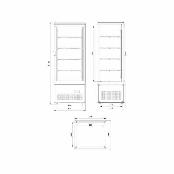 Vitrina Expositora Vertical Sobremesa Refrigerada + 3°C a +8°C VIVES-HC EDENOX