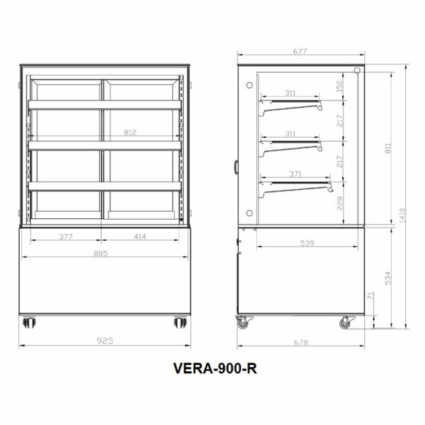 Vitrinas Refrigeradas con cristal curvo fondo 700 VERA-C EDENOX