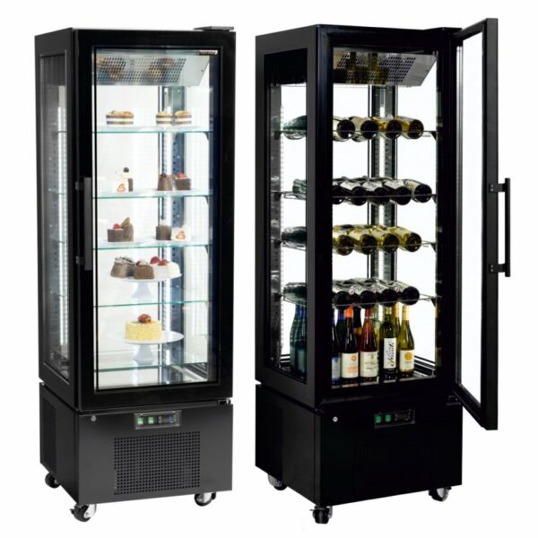 Armario Expositor Refrigerado 400 Litros 4 Caras de Cristal Línea VIBORG UPD400-C CLIMAHOSTELERIA