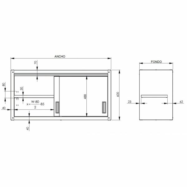 Armario Mural con Puertas Correderas de Acero Inoxidable Línea VARSOVIA AP1 CLIMAHOSTELERIA