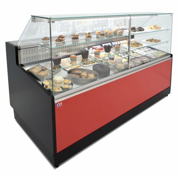 Vitrina Refrigerada Pastelería de 2 metros Fondo 973 mm Frío Estático - Exposición Inox - 2 Estantes Línea CORDOBA VRE-200-P