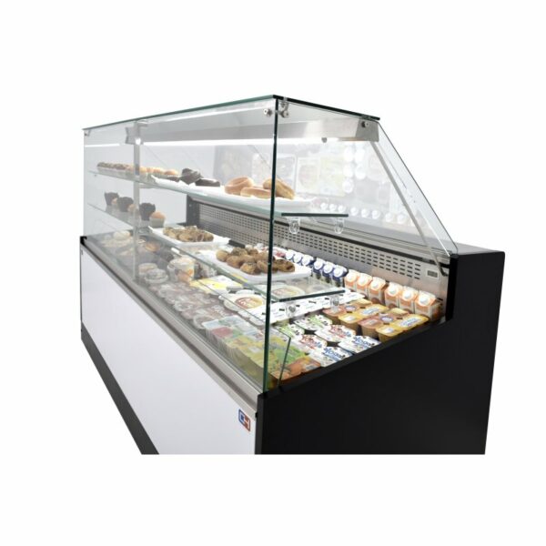 Vitrina Refrigerada Pastelería de 2 metros Fondo 973 mm Frío Estático - Exposición Inox - 2 Estantes Línea CORDOBA VRE-200-P