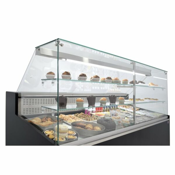 Vitrina Refrigerada Pastelería de 2 metros Fondo 973 mm Frío Estático - Exposición Inox - 2 Estantes Línea CORDOBA VRE-200-P