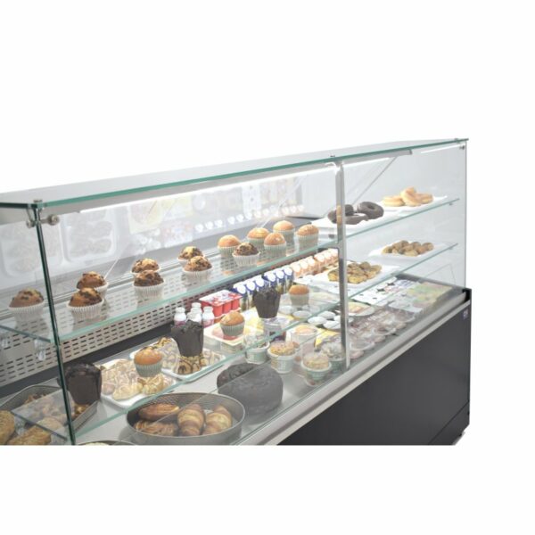 Vitrina Refrigerada Pastelería de 2 metros Fondo 973 mm Frío Estático - Exposición Inox - 2 Estantes Línea CORDOBA VRE-200-P