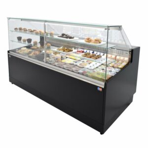 Vitrina Refrigerada Pastelería de 2 metros Fondo 973 mm Frío Estático - Exposición Inox - 2 Estantes Línea CORDOBA VRE-200-P