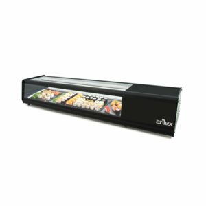 Vitrina refrigerada de tapas PLACA LISA capacidad 6 bandejas GN1/3 color negro 6VTL PLANA SUSHI (OUTLET)